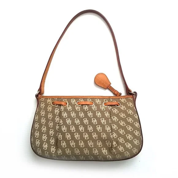 Vintage Dooney & Bourke Signature Tassel Logo Pull Tab Top Zip Shoulder Bag - Picture 2 of 10